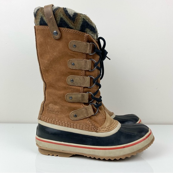 Sorel Women’s Joan Of Arctic Brown Leather Waterproof Winter Snow Boots Size 7.0 - Picture 1 of 12
